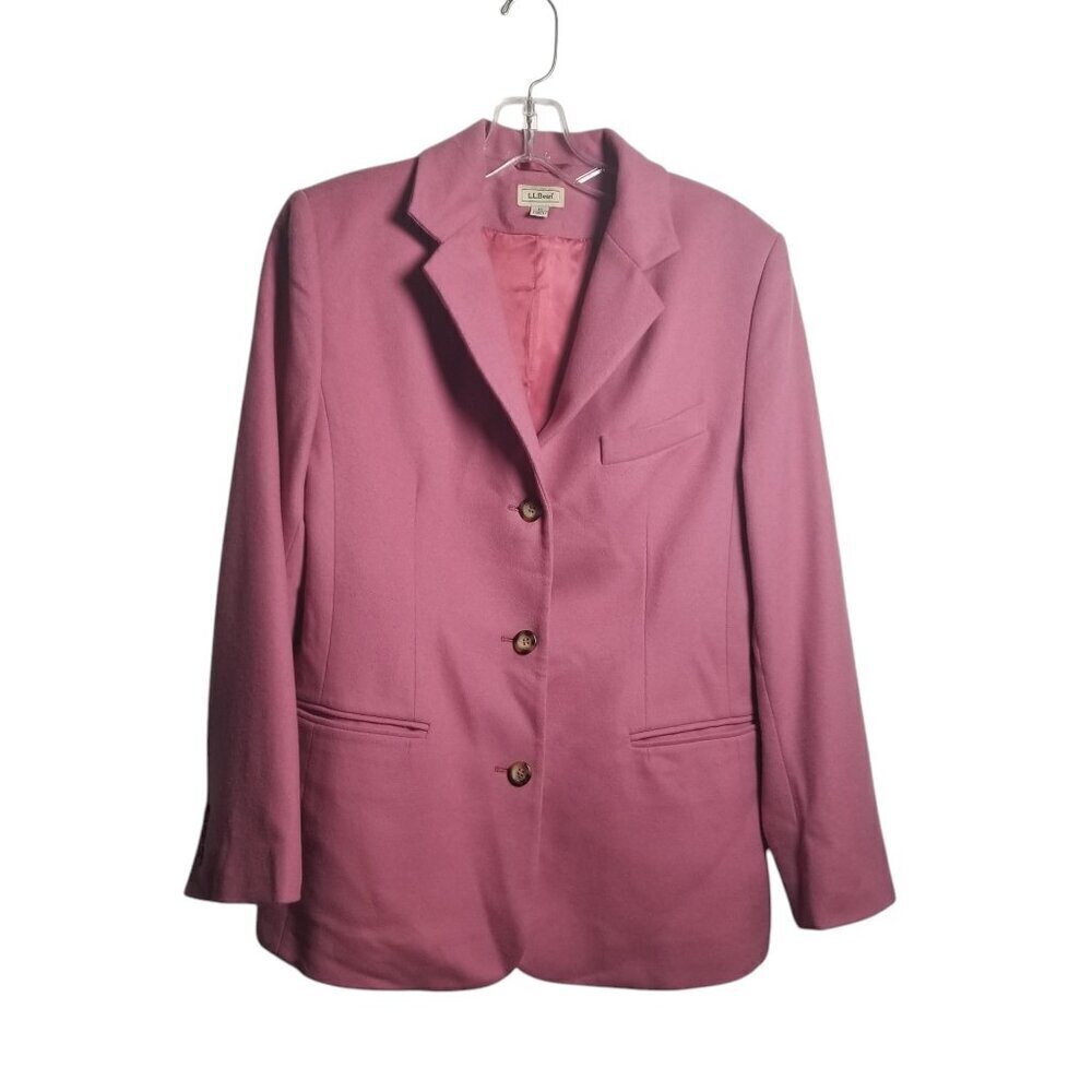 LL Bean Women's Wool/Cashmere Pink Office Career Blazer Sz 8P